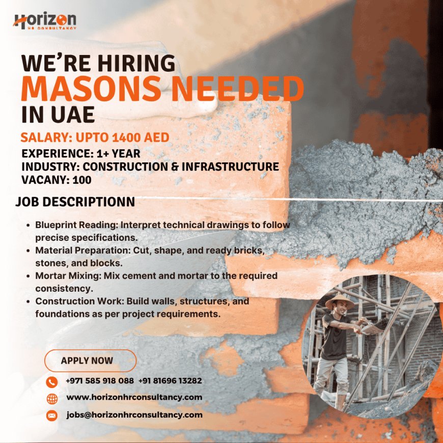 We are Hiring a Professional 100 MASONS NEEDED!