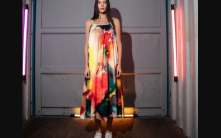 Enigma Abstract Print Maxi Swing Slip Dress Made With Natural Fabric