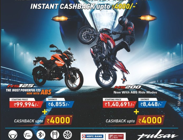 Pulsar NS125 & NS200 Mega Offer Flat ₹4000 Cashback Till July 31!